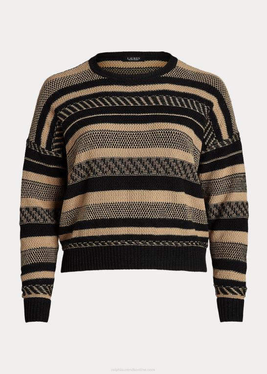 sort/tan Kvinder Ralph Lauren stribet sweater i hør Z426B4774