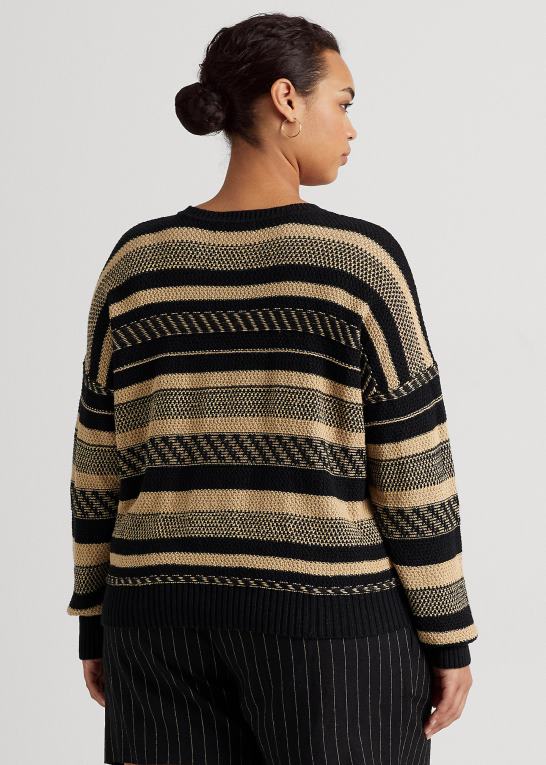 sort/tan Kvinder Ralph Lauren stribet sweater i hør Z426B4774