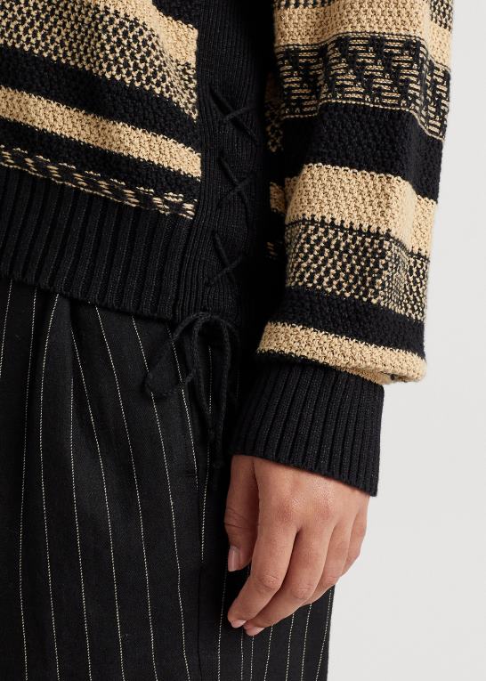 sort/tan Kvinder Ralph Lauren stribet sweater i hør Z426B4774