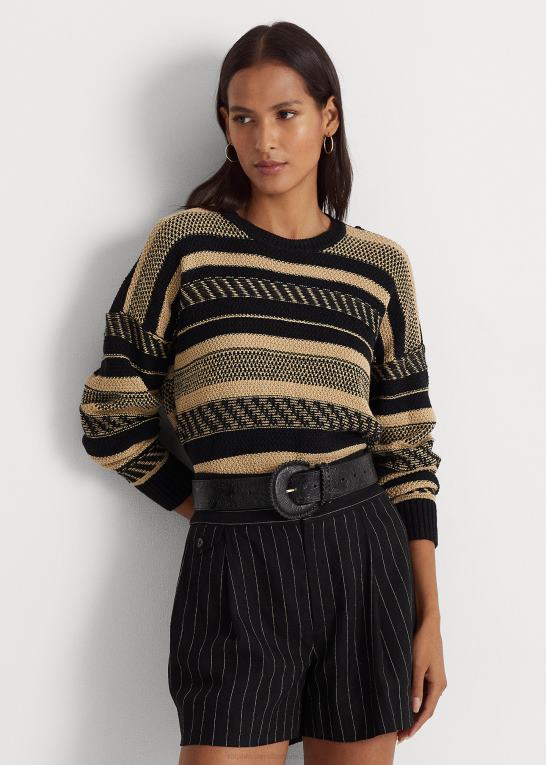 sort/tan Kvinder Ralph Lauren stribet sweater i hør Z426B4886