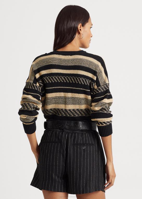 sort/tan Kvinder Ralph Lauren stribet sweater i hør Z426B4886