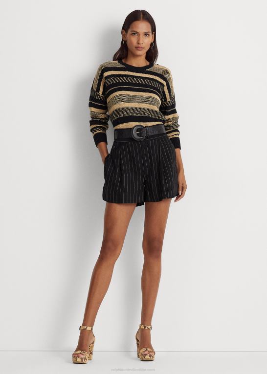 sort/tan Kvinder Ralph Lauren stribet sweater i hør Z426B9515