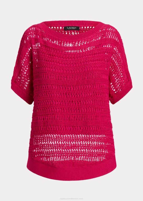 sport pink Kvinder Ralph Lauren bomulds mesh kortærmet sweater Z426B3847