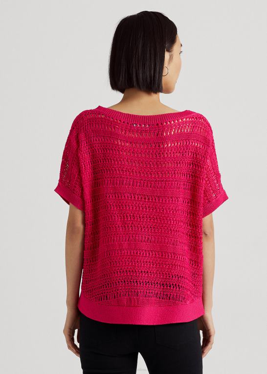 sport pink Kvinder Ralph Lauren bomulds mesh kortærmet sweater Z426B3847