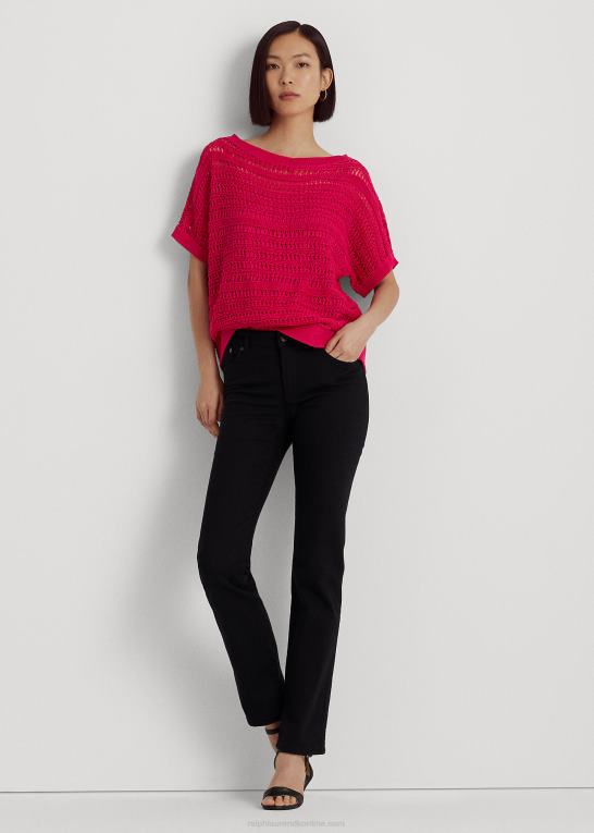 sport pink Kvinder Ralph Lauren bomulds mesh kortærmet sweater Z426B4331