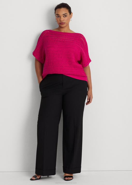 sport pink Kvinder Ralph Lauren bomulds mesh kortærmet sweater Z426B4537