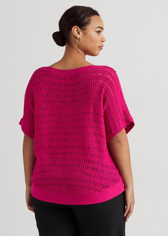 sport pink Kvinder Ralph Lauren bomulds mesh kortærmet sweater Z426B4537