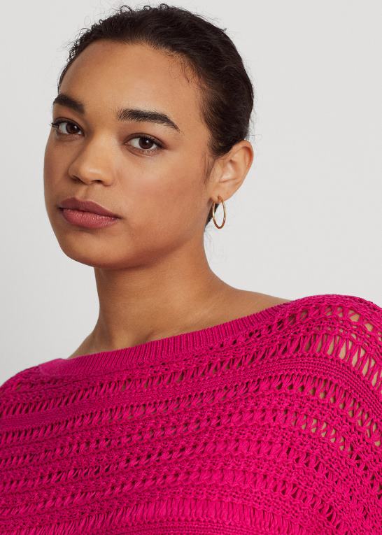 sport pink Kvinder Ralph Lauren bomulds mesh kortærmet sweater Z426B4537