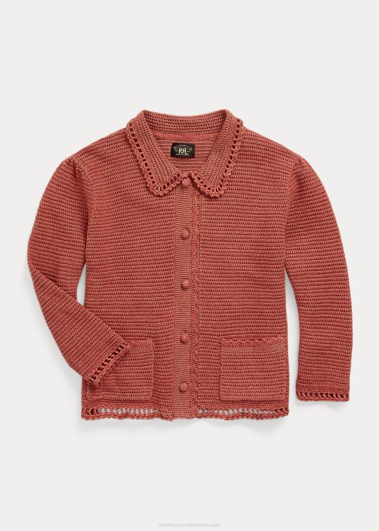 støvet pink Kvinder Ralph Lauren pointelle cardigan i hør-bomuld Z426B3653