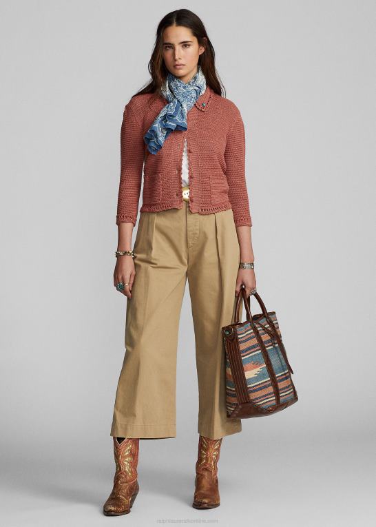 støvet pink Kvinder Ralph Lauren pointelle cardigan i hør-bomuld Z426B3653