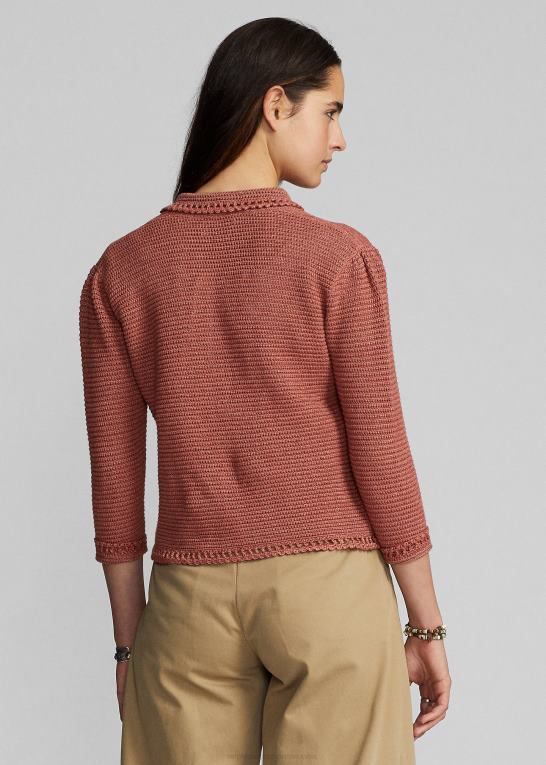 støvet pink Kvinder Ralph Lauren pointelle cardigan i hør-bomuld Z426B3653