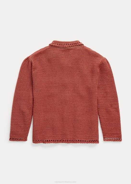 støvet pink Kvinder Ralph Lauren pointelle cardigan i hør-bomuld Z426B3653