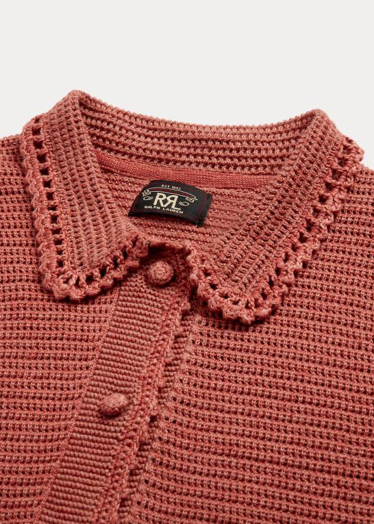 støvet pink Kvinder Ralph Lauren pointelle cardigan i hør-bomuld Z426B3653