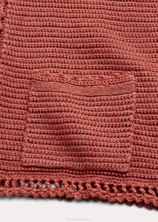 støvet pink Kvinder Ralph Lauren pointelle cardigan i hør-bomuld Z426B3653