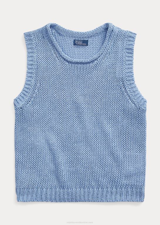 suffield blå Kvinder Ralph Lauren ærmeløs sweatertank i hør-bomuld Z426B2906