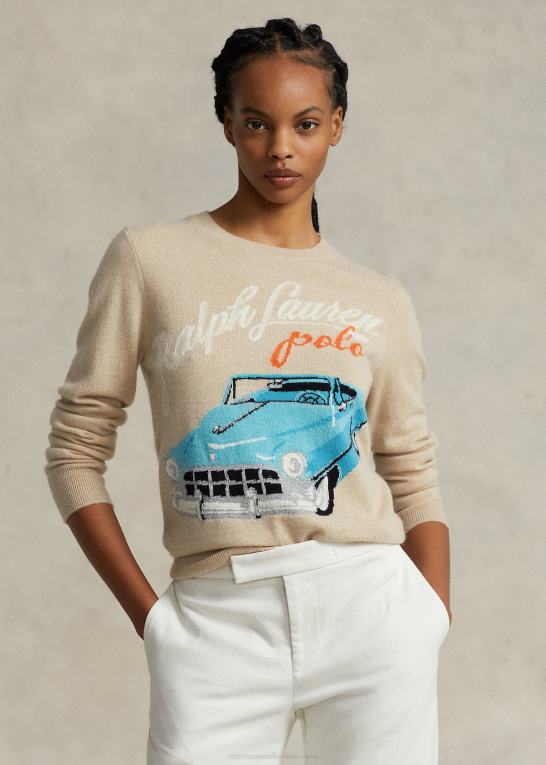 tan multi Kvinder Ralph Lauren bil-motiv kashmir-blanding sweater Z426B3200