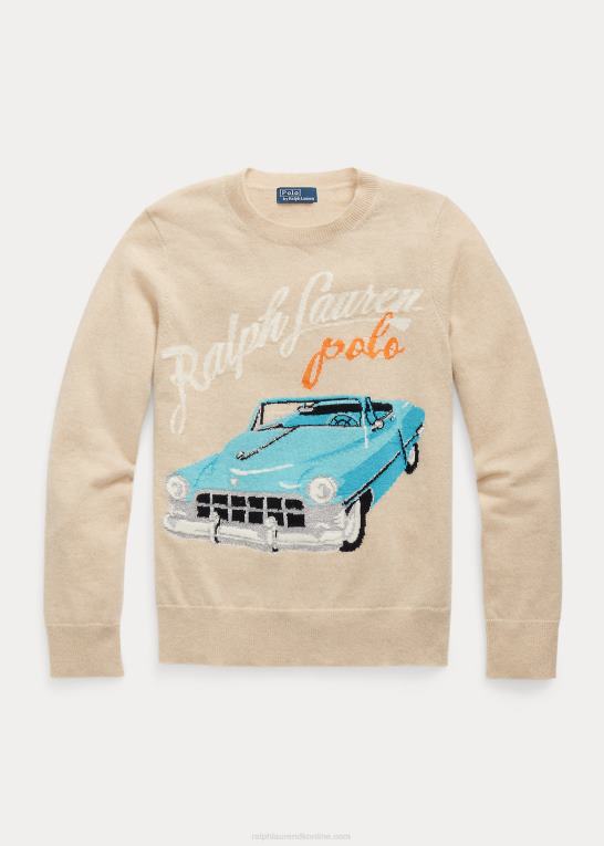 tan multi Kvinder Ralph Lauren bil-motiv kashmir-blanding sweater Z426B3200