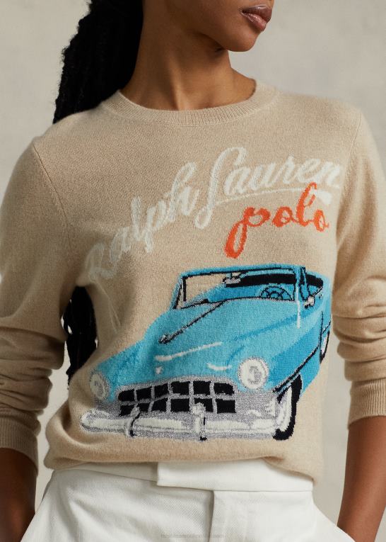 tan multi Kvinder Ralph Lauren bil-motiv kashmir-blanding sweater Z426B3200