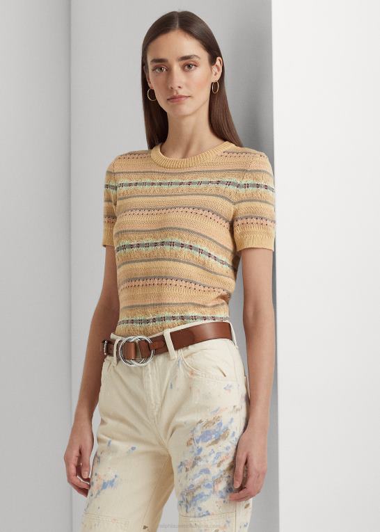 tan multi Kvinder Ralph Lauren fair isle kortærmet sweater Z426B4389
