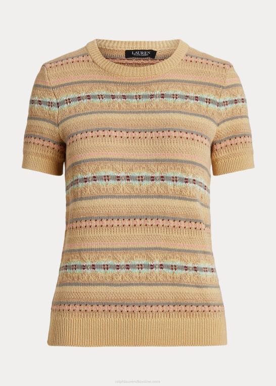 tan multi Kvinder Ralph Lauren fair isle kortærmet sweater Z426B4389