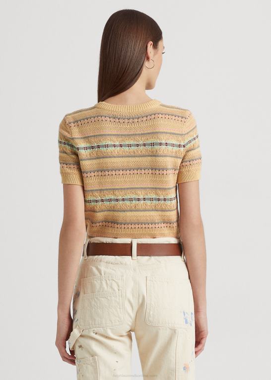 tan multi Kvinder Ralph Lauren fair isle kortærmet sweater Z426B4389