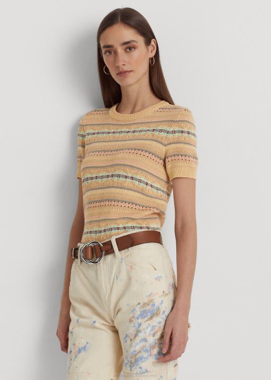 tan multi Kvinder Ralph Lauren fair isle kortærmet sweater Z426B4389
