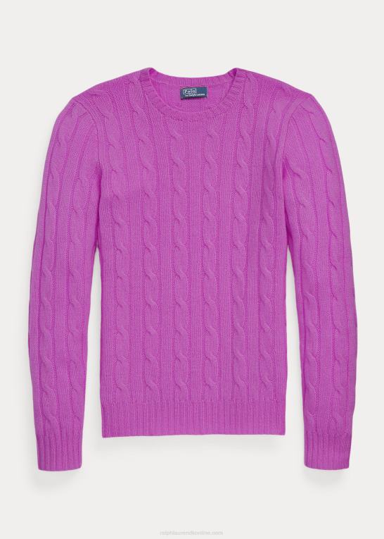 vinca pink Kvinder Ralph Lauren kabelstrikket kashmirtrøje Z426B9114