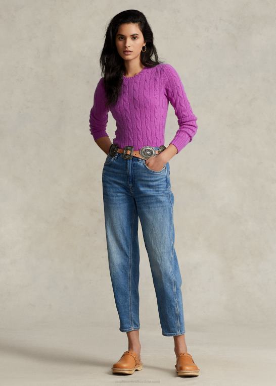 vinca pink Kvinder Ralph Lauren kabelstrikket kashmirtrøje Z426B9114