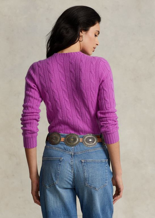 vinca pink Kvinder Ralph Lauren kabelstrikket kashmirtrøje Z426B9114