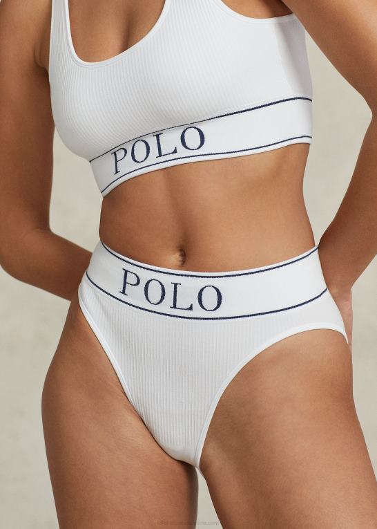 hvid sky Kvinder Ralph Lauren logo sømløs high-rise trusse Z426B3382