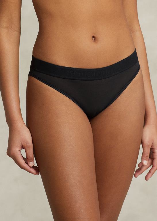 onyx Kvinder Ralph Lauren mesh lav talje bikini trusse Z426B3373
