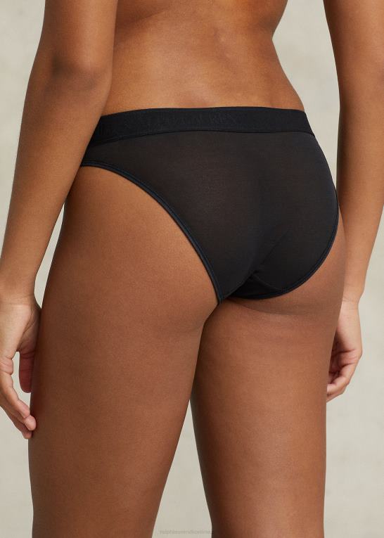 onyx Kvinder Ralph Lauren mesh lav talje bikini trusse Z426B3373