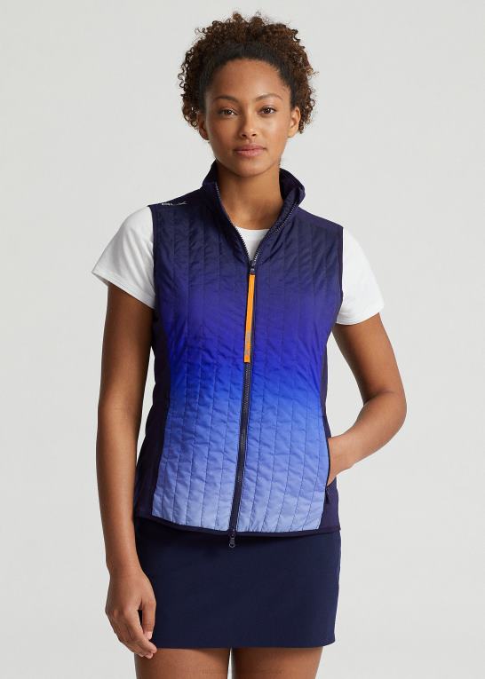 aktiv ombre Kvinder Ralph Lauren quiltet hybrid-vest med fuld lynlås foran Z426B9404