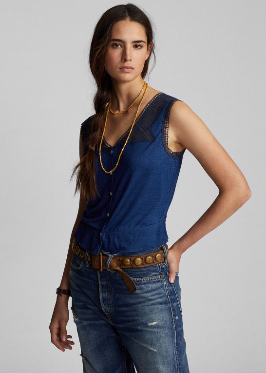 indigo Kvinder Ralph Lauren hæklet camisole Z426B3639