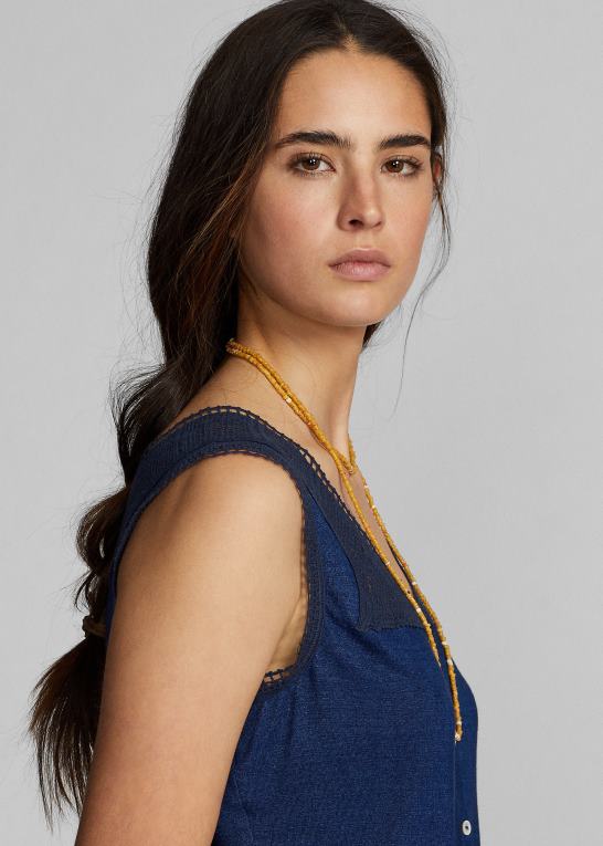 indigo Kvinder Ralph Lauren hæklet camisole Z426B3639