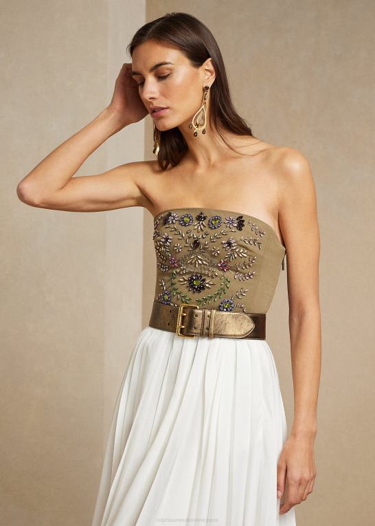 lav grøn Kvinder Ralph Lauren cailin udsmykket bomuld bustier Z426B9302