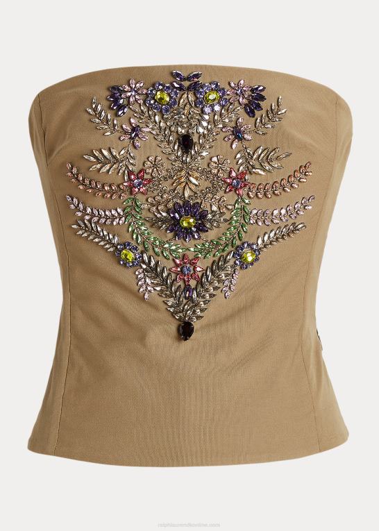 lav grøn Kvinder Ralph Lauren cailin udsmykket bomuld bustier Z426B9302