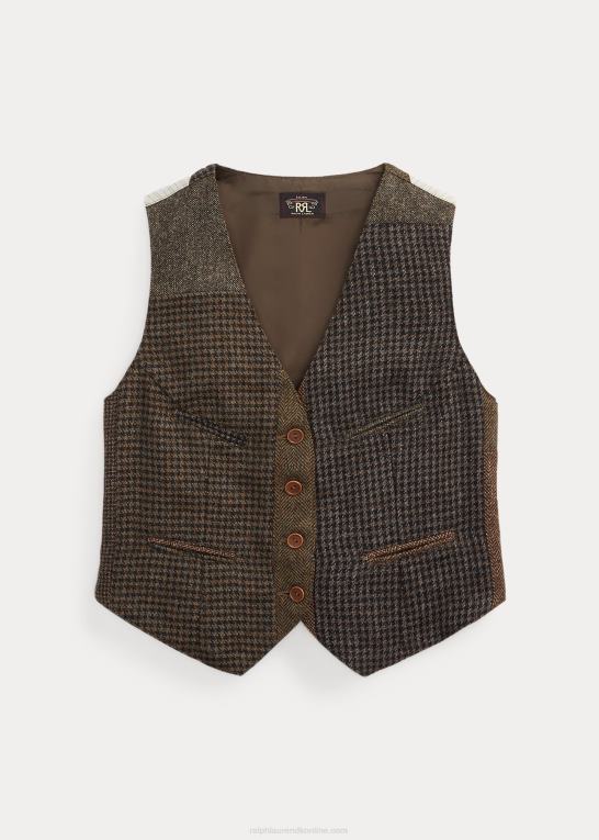oliven/kul/tan multi Kvinder Ralph Lauren patchwork tweed vest Z426B3678