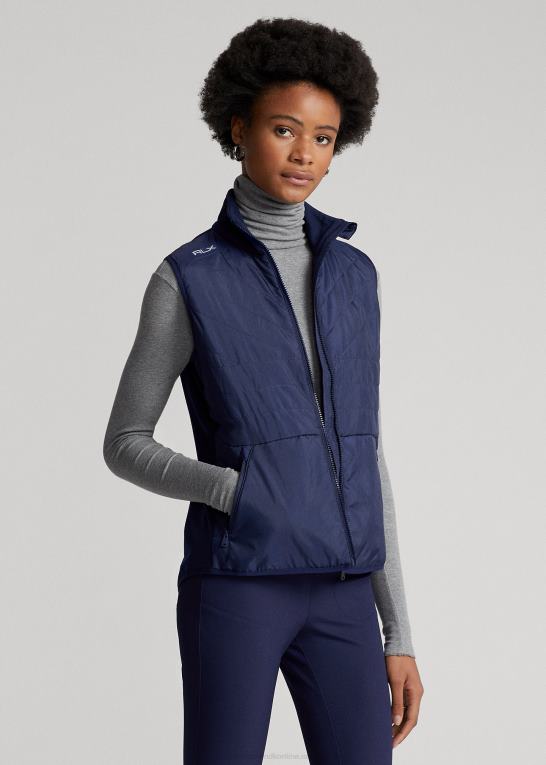 raffineret flåde Kvinder Ralph Lauren quiltet hybrid-vest med fuld lynlås foran Z426B3755
