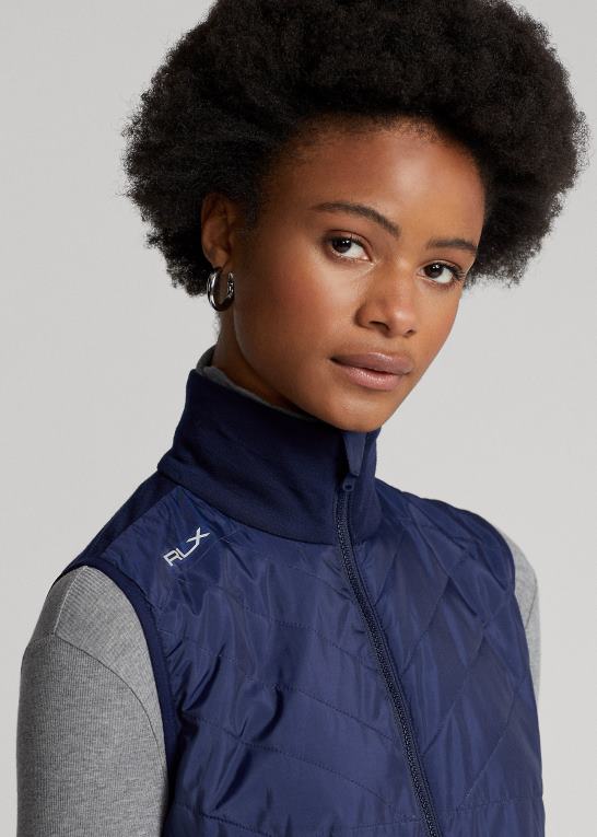 raffineret flåde Kvinder Ralph Lauren quiltet hybrid-vest med fuld lynlås foran Z426B3755