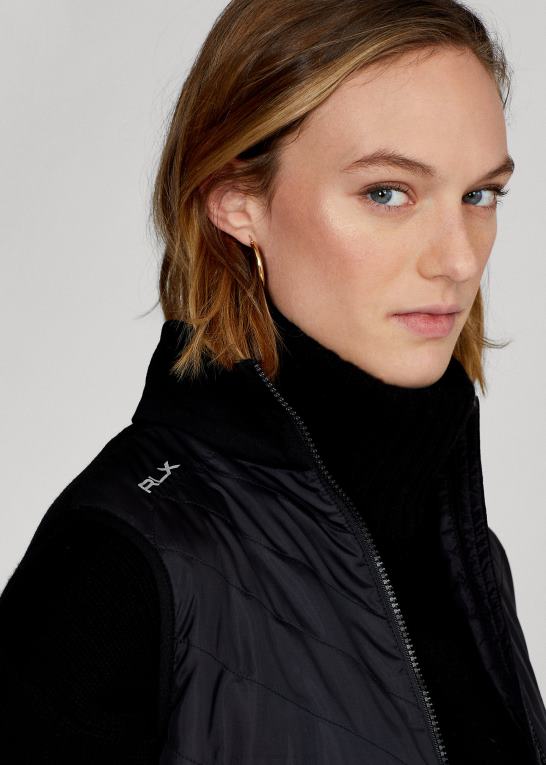 sort Kvinder Ralph Lauren hybrid mockneck lynlåsvest Z426B3752