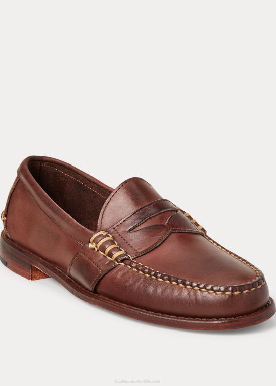 Brun Mænd Ralph Lauren edric penny loafer i læder Z426B2093
