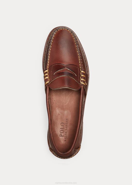 Brun Mænd Ralph Lauren edric penny loafer i læder Z426B2093