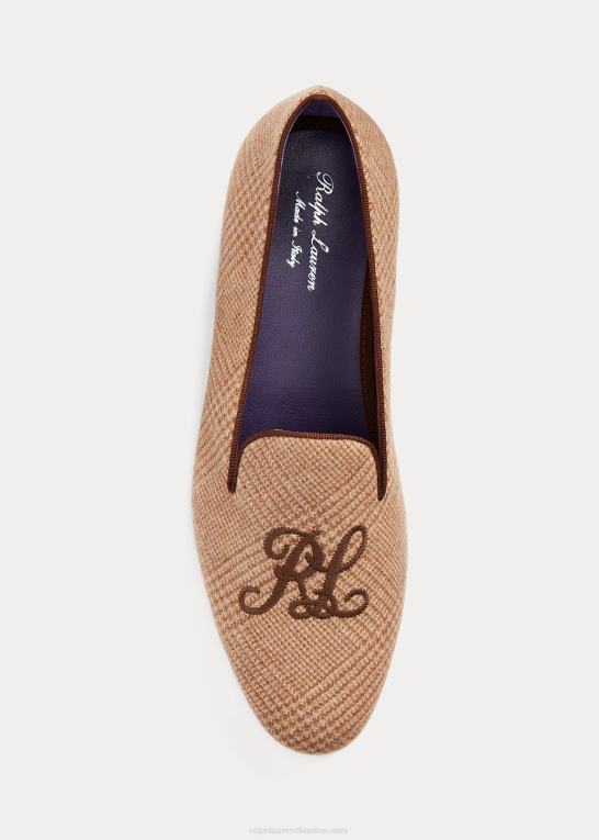 kamel/brun Mænd Ralph Lauren alonzo glen plaid tøffel i tweed Z426B8746