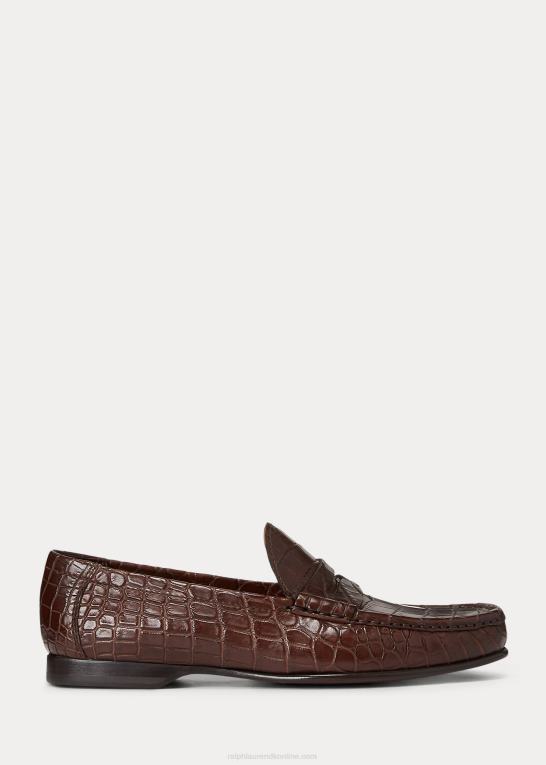 mørkebrun Mænd Ralph Lauren chalmers krokodille loafer Z426B2162