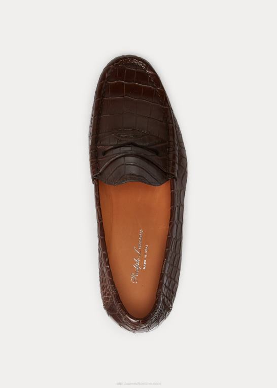 mørkebrun Mænd Ralph Lauren chalmers krokodille loafer Z426B2162