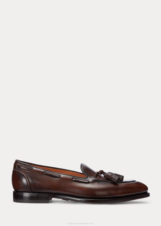 mørkebrun Mænd Ralph Lauren luther kvast loafer i poleret kalveskind Z426B2155