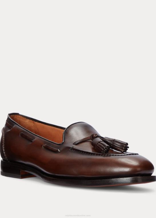 mørkebrun Mænd Ralph Lauren luther kvast loafer i poleret kalveskind Z426B2155