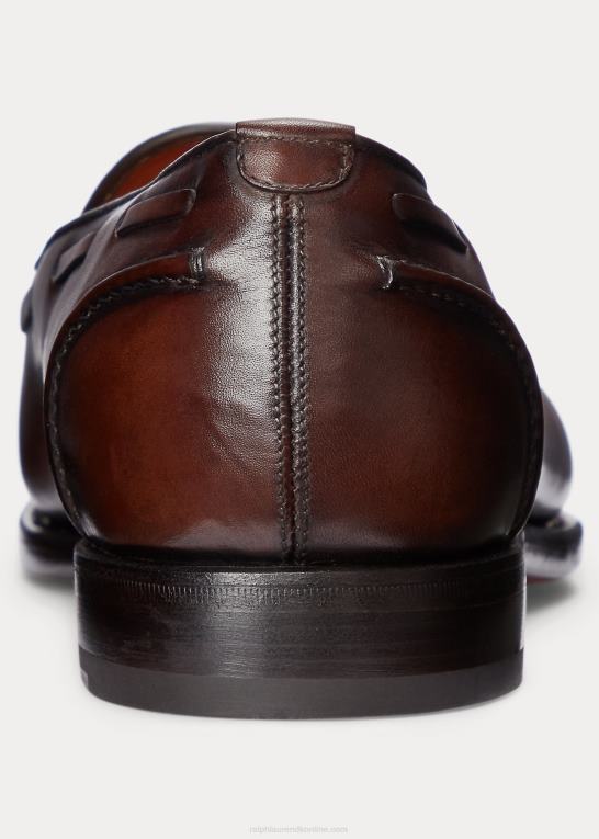 mørkebrun Mænd Ralph Lauren luther kvast loafer i poleret kalveskind Z426B2155