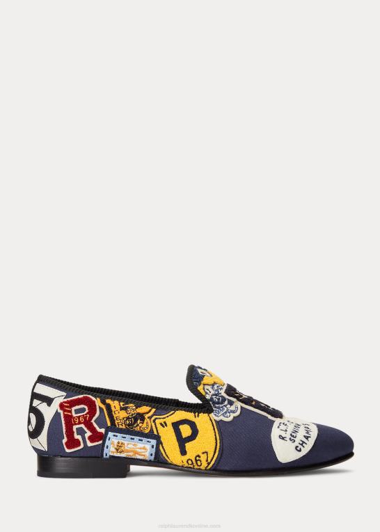 marineblå multi Mænd Ralph Lauren paxton tøffel i lærred med logomærke Z426B2107
